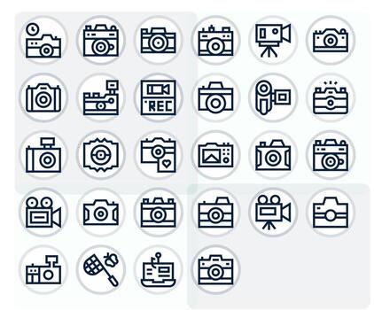 Capture Complete Package with 28 256x256 Bold Line Pixel Optimized Icons vector