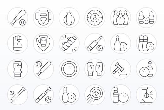 Strike Comprehensive Bundle with 24 Display Perfect Thin Line 128x128 Icons vector