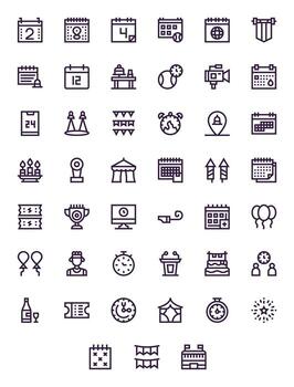 45 Bold Line Icons from Event in Retina Ready Editable Quality vector