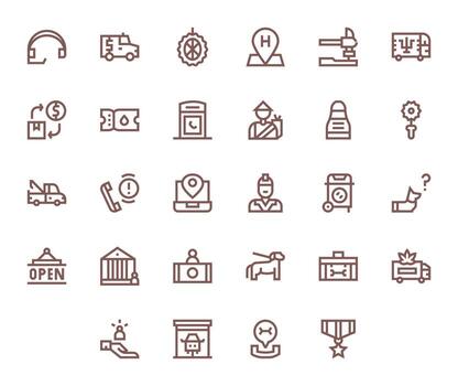 Service Essential Set including 28 Pixel Optimized Bold Line 128x128 Icons vector