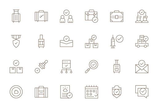 24 Thin Line Icons designed for Checked in 64x64 Detail Enhanced format vector
