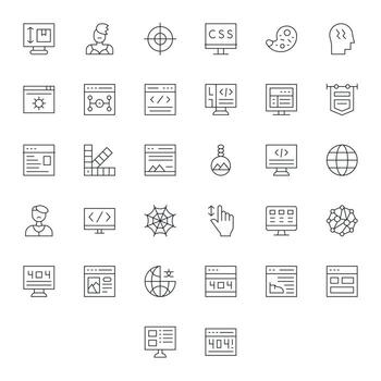 32 Thin Line PIXEL Perfect Designs for Web Design 256x256 Icons vector