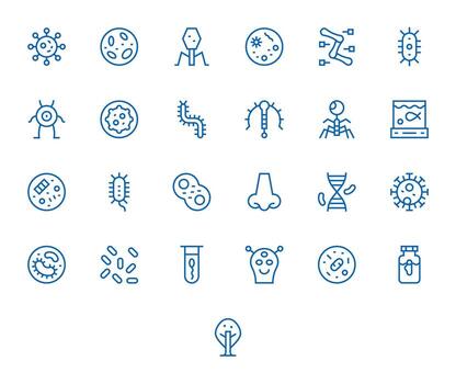 25 Icons for Organism optimized in PIXEL Perfect 256x256 Regular Line resolution vector