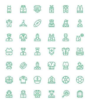 Regular Line Style Uniform Icons with 42 High Resolution Detail Enhanced Designs vector