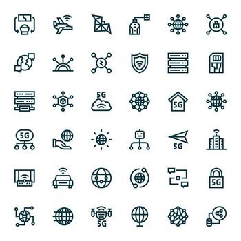 36 Icons for Connectivity featuring High Resolution Editable Bold Line Graphics vector