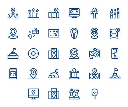 28 píxel Perfecto alto resolución íconos para posición en elegante negrita línea diseño vector