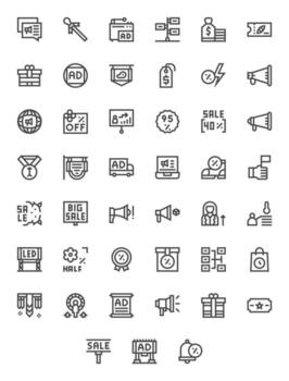 promoción prima haz con 45 alto resolución píxel optimizado negrita línea íconos vector