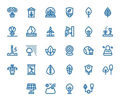 28 Bold Line Pixel Optimized Vectors for Environment Theme
