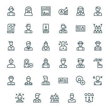 35 Regular Line Icons for Signup in crisp 128x128 Display Perfect resolution vector