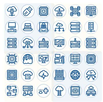 Computing Retina Ready Icon Pack with 36 Bold Line Pixel Optimized Elements vector