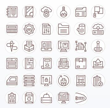 File Management Ultimate Package with 35 64x64 Regular Line Pixel Optimized Icons vector