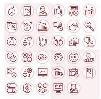 35 High Resolution Regular Line Editable Icons for Negative Projects vector