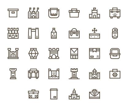 28 negrita línea píxel alineado íconos para mantener gráficos vector