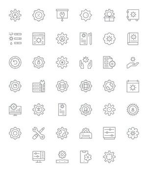 configuración visual paquete conteniendo 40 Delgado línea detalle mejorado íconos vector