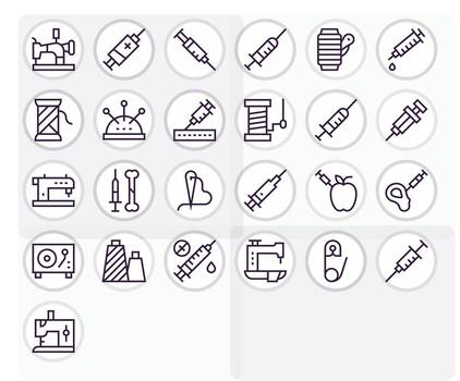 25 Regular Line Icons from Needle in High Resolution Pixel Aligned Quality vector