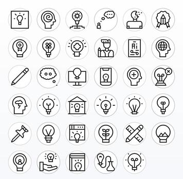 35 64x64 Regular Line Icons for Concept with Display Perfect precision vector