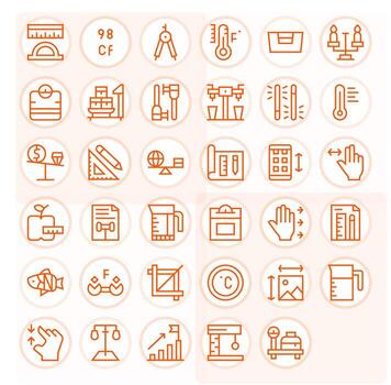 Scale Scalable Set featuring 35 Pixel Aligned Regular Line 64x64 Icons vector