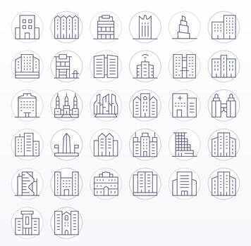 32 píxel Perfecto 256x256 íconos para Alto en elegante Delgado línea diseño vector