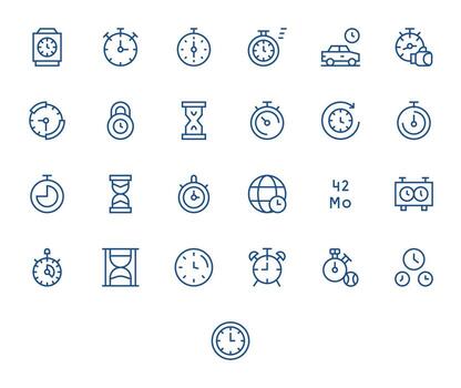 25 Regular Line Icons for Duration in crisp 256x256 Pixel Optimized resolution vector