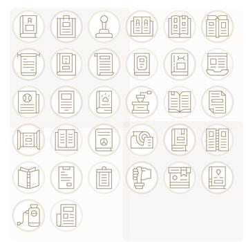 manual diseño íconos presentando 32 editable Delgado línea estilo vector