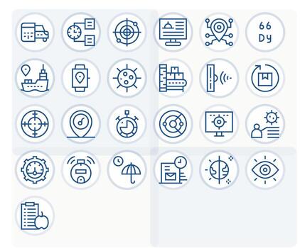 25 Icons for Tracking optimized in Pixel Optimized Retina Ready Regular Line resolution vector