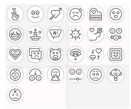 Emotion Icon Set with 25 Regular Line High Resolution Pixel Optimized Graphics vector