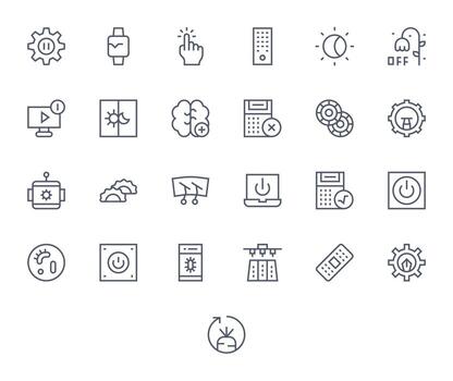 función icono caja de herramientas presentando 25 editable 128x128 regular línea elementos vector