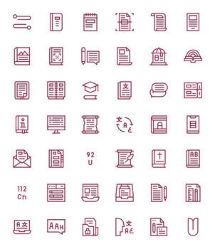 42 Retina Ready Regular Line Icons for Text with Grid Fitted precision vector