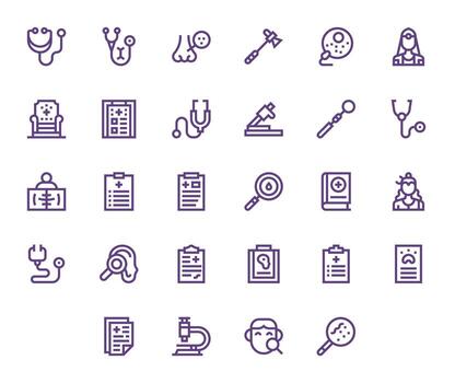 Examination Icon Set with 28 Bold Line 128x128 Pixel Aligned Graphics vector