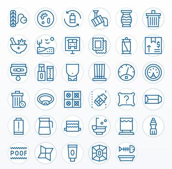 35 Regular Line Icons for Empty in crisp High Resolution Grid Fitted resolution vector