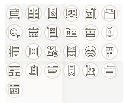 contenido exhaustivo haz con 25 monitor Perfecto regular línea 64 x 64 íconos vector