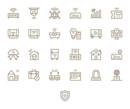 Wifi Graphics Pack including 25 Regular Line 256x256 Editable Icons vector