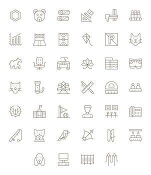 40 PIXEL Perfect Thin Line Icons designed for Line Interface vector