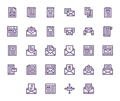 Newsletter Ultimate Package with 28 High Resolution Bold Line Display Perfect Icons vector