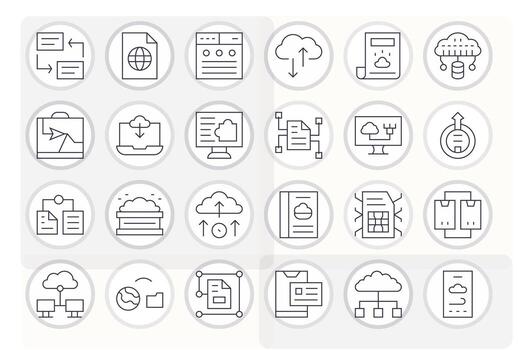 File Sharing Graphics featuring 24 Thin Line Pixel Optimized Retina Ready Designs vector