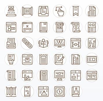 35 256x256 íconos para página en píxel alineado regular línea formato vector