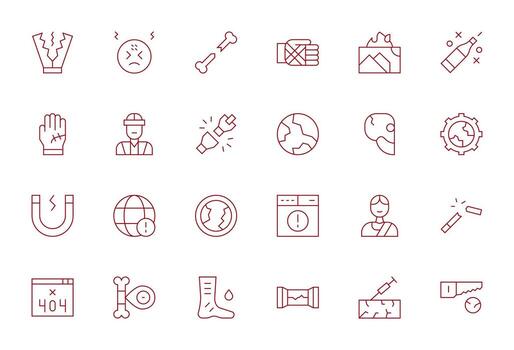 24 Delgado línea íconos desde roto en 128x128 editable calidad vector