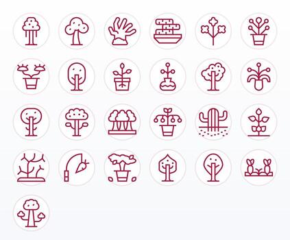 25 Icons inspired by Roots in Display Perfect 128x128 Regular Line quality vector