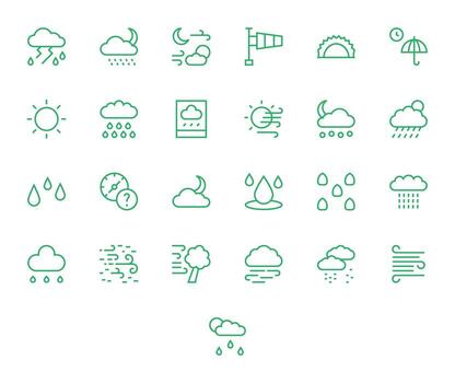 25 Icons for Forecast optimized in Display Perfect High Resolution Regular Line resolution vector