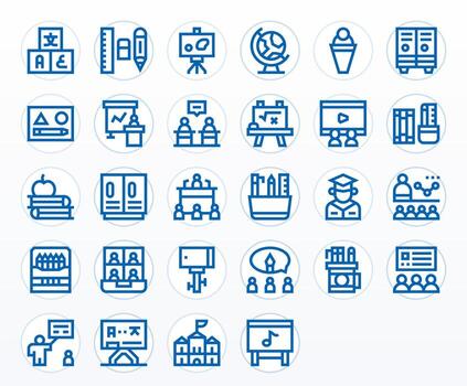 Classroom Modern Collection with 28 Bold Line Retina Ready Pixel Optimized Icons vector