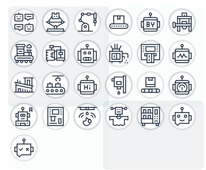 Automated 64x64 Icon Pack with 25 Regular Line Editable Elements vector