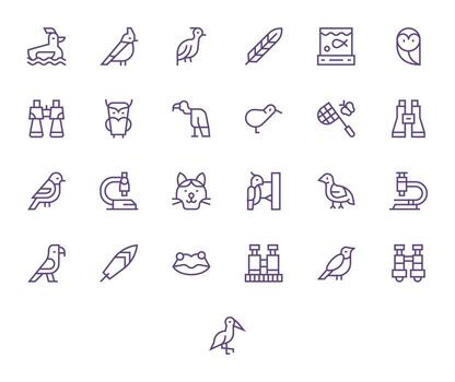 Zoology Comprehensive Bundle with 25 Display Perfect Regular Line 256x256 Icons vector