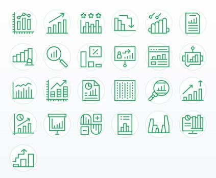 bar grafico visual paquete conteniendo 25 regular línea píxel optimizado íconos vector