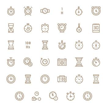 35 Regular Line Icons for Countdown in crisp 128x128 Display Perfect resolution vector