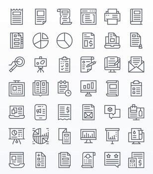 42 regular línea editable 128x128 íconos desde reporte suite vector