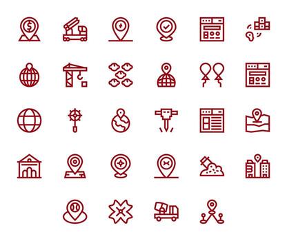 28 alto resolución negrita línea íconos para sitio con píxel optimizado precisión vector