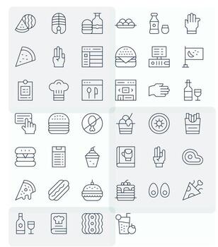 Menu Icon Repository containing 40 Thin Line 128x128 Pixel Aligned graphics vector