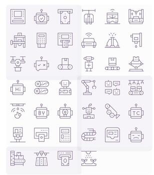 40 Detail Enhanced Thin Line Icons from Automated Collection vector