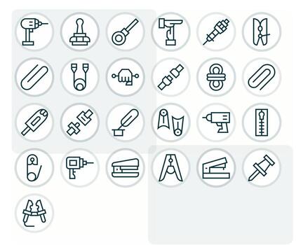 Regular Line Pixel Aligned Icons from Fastening Set with 25 Retina Ready Icons vector