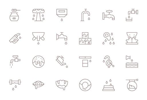 24 256x256 Delgado línea íconos para goteo con editable precisión vector